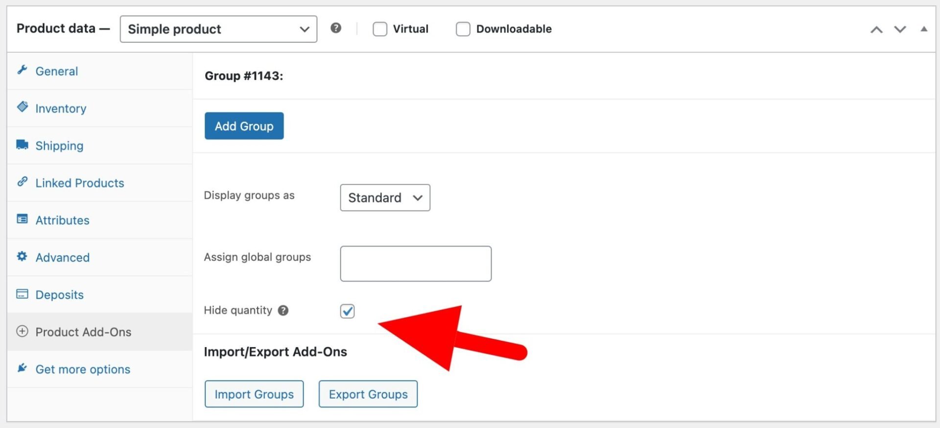 WooCommerce Product Acc-Ons Ultimate 'Hide quantity' setting