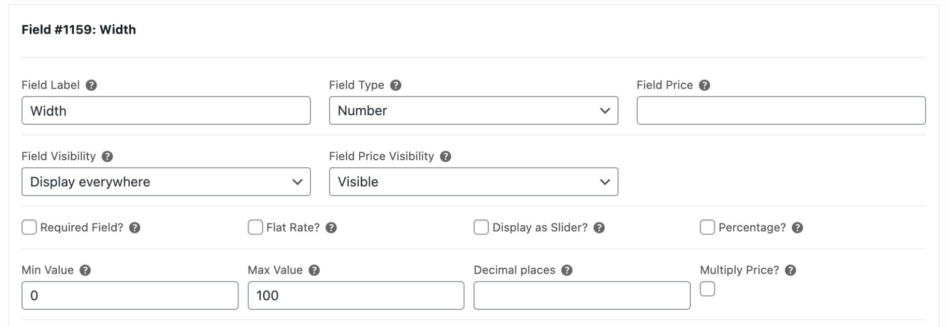 Number field settings