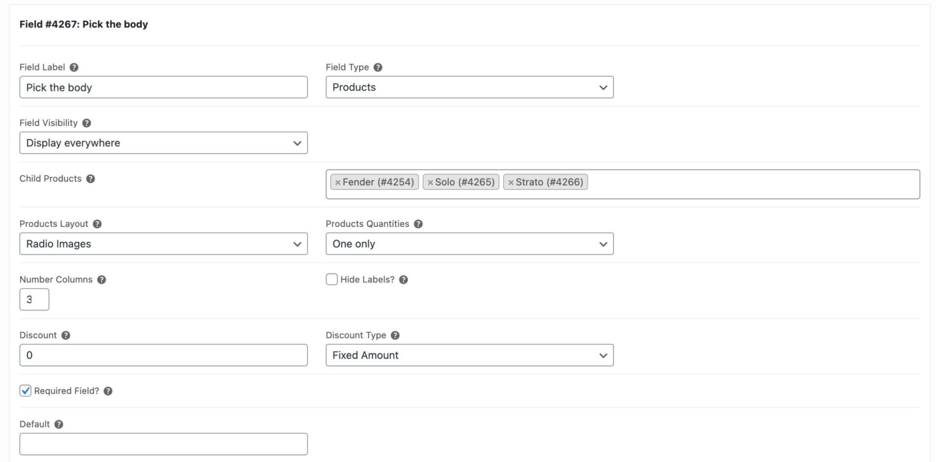 Options for product components