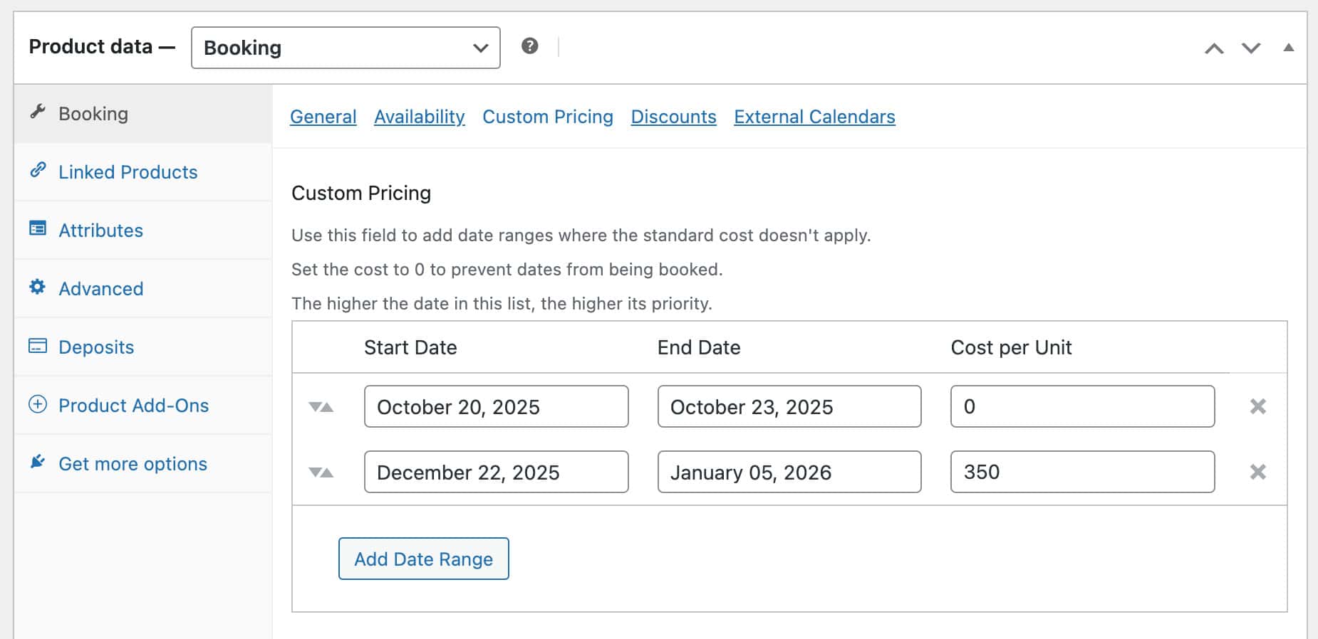 Seasonal prices setting
