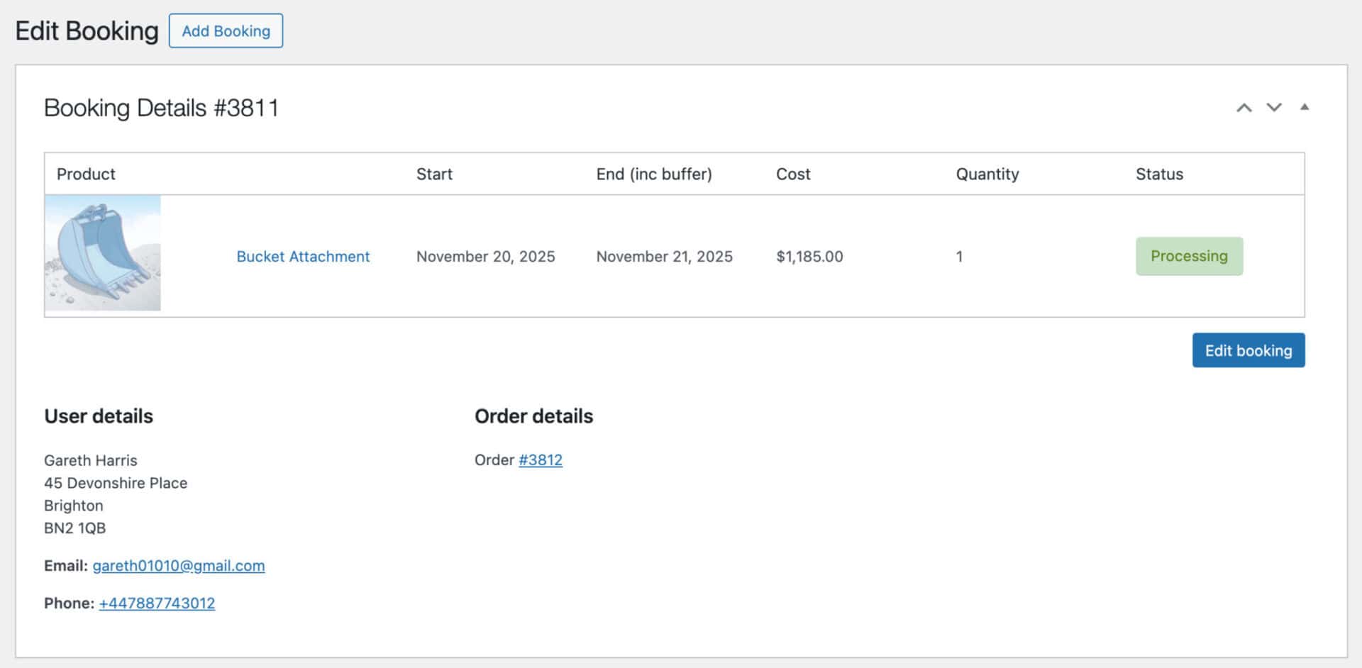 Edit booked item in WooCommerce