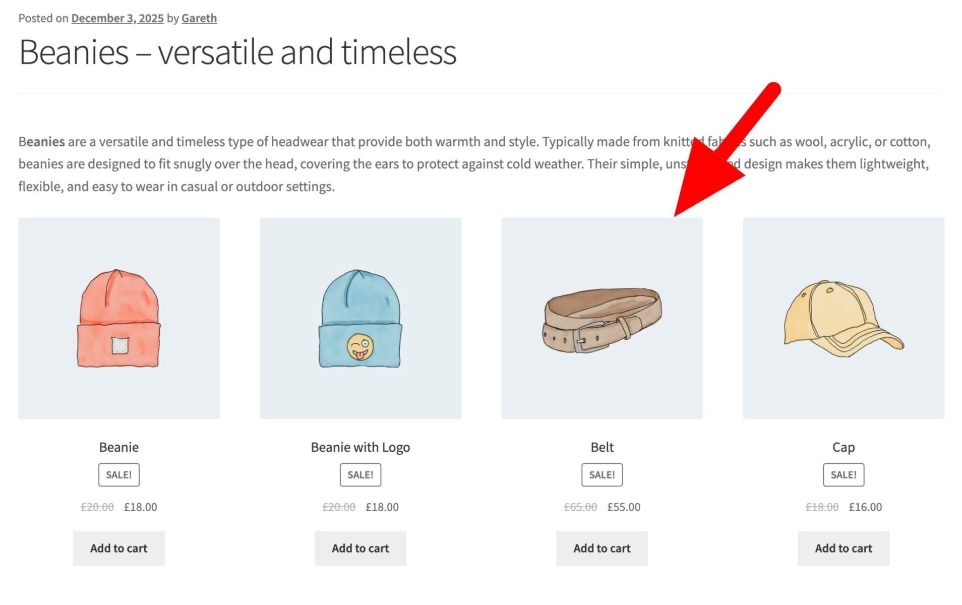 Single category in page