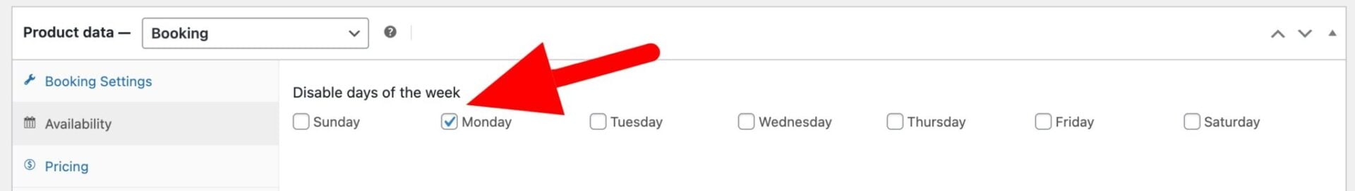 Disable certain days of the week