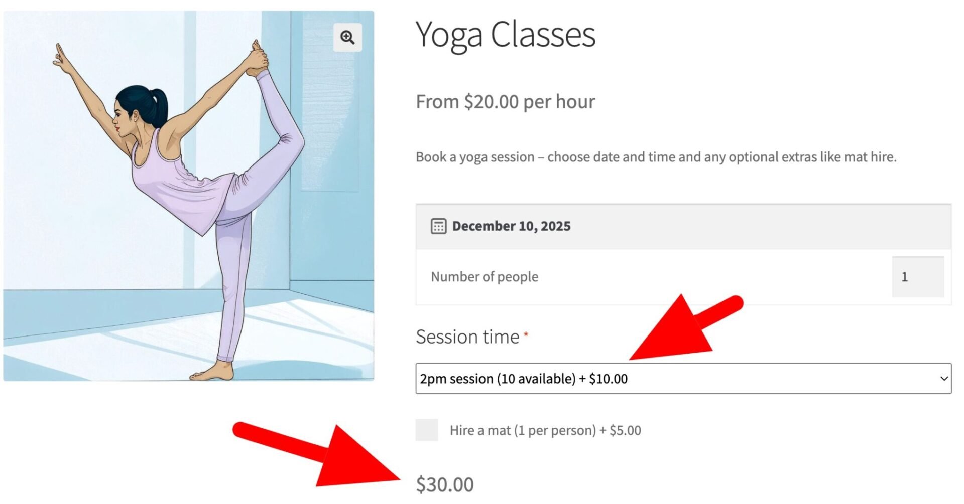 Extra charge for certain sessions