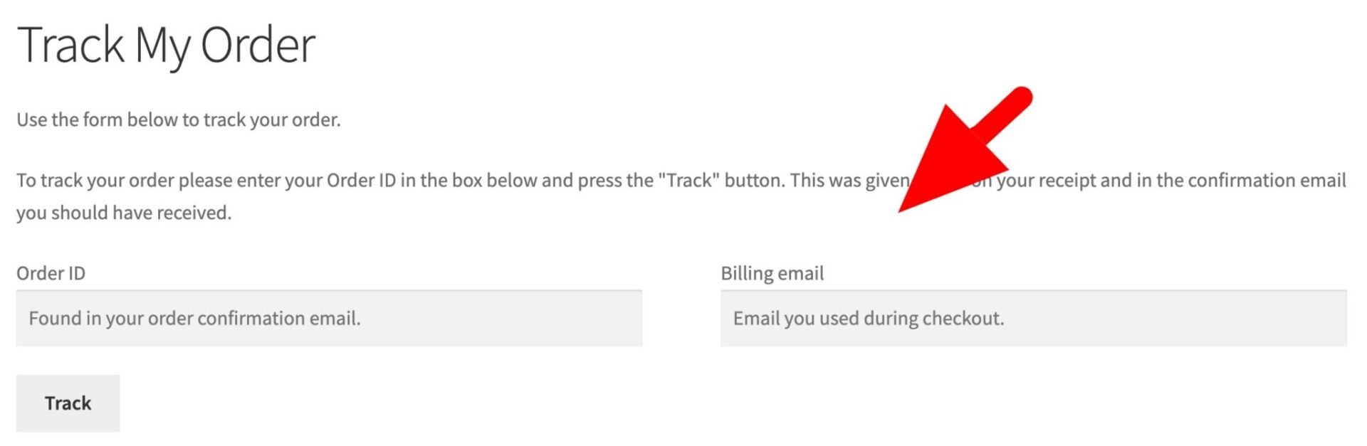 WooCommerce track order page