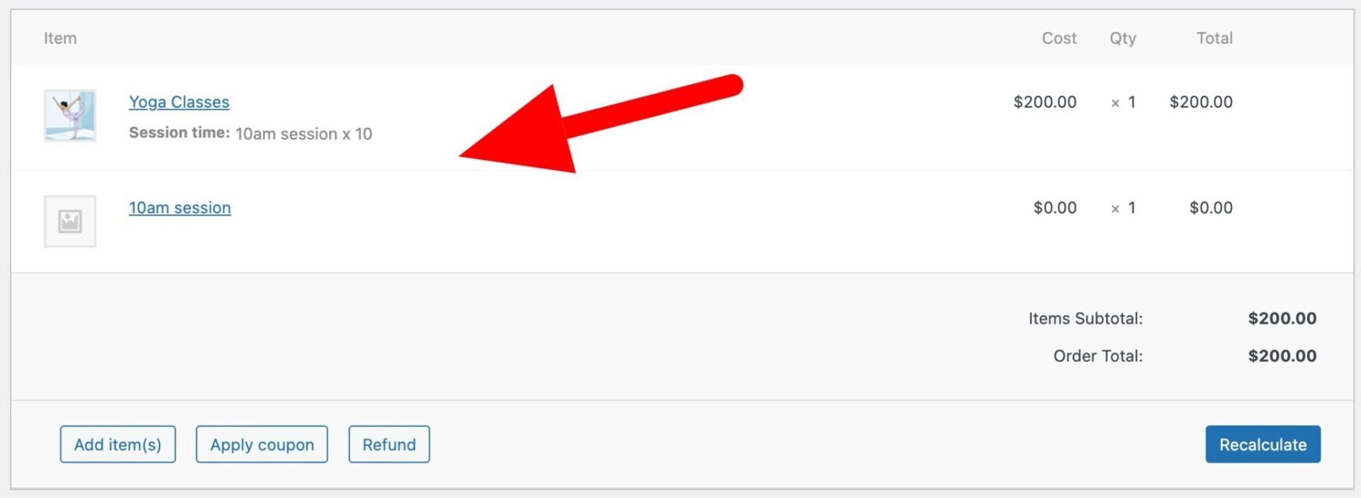 WooCommerce yoga class booking order x.jpg