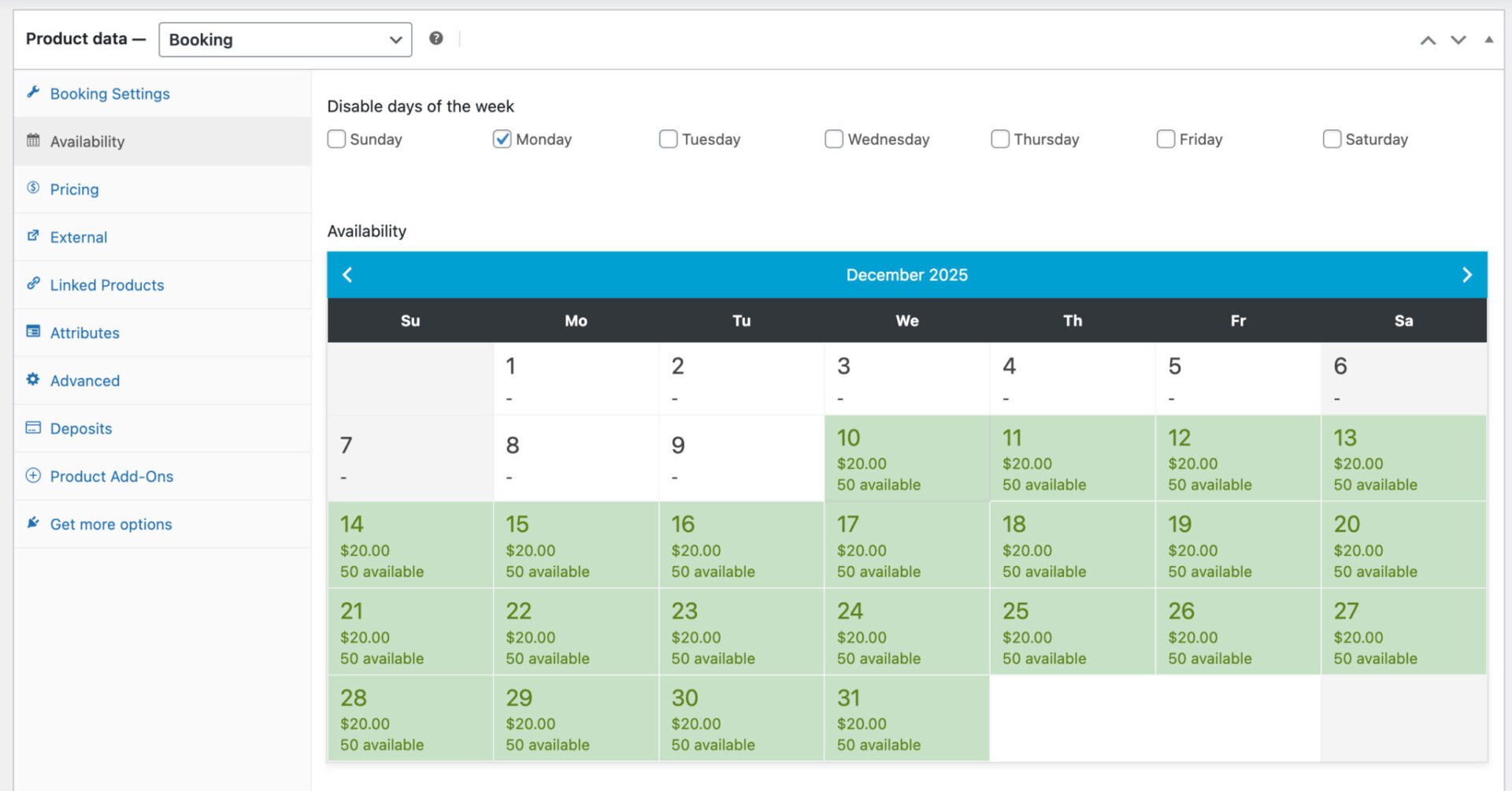 Availability and bookings for yoga classes in WooCommerce