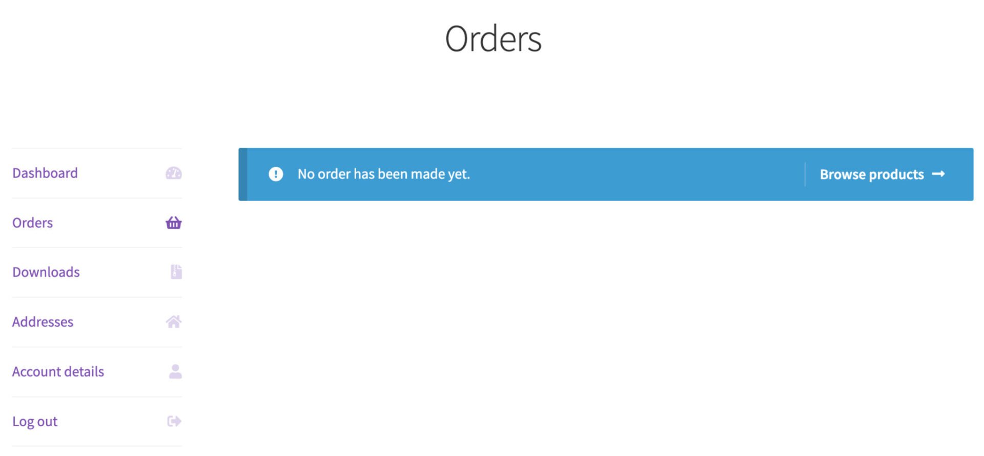 WooCommerce account page