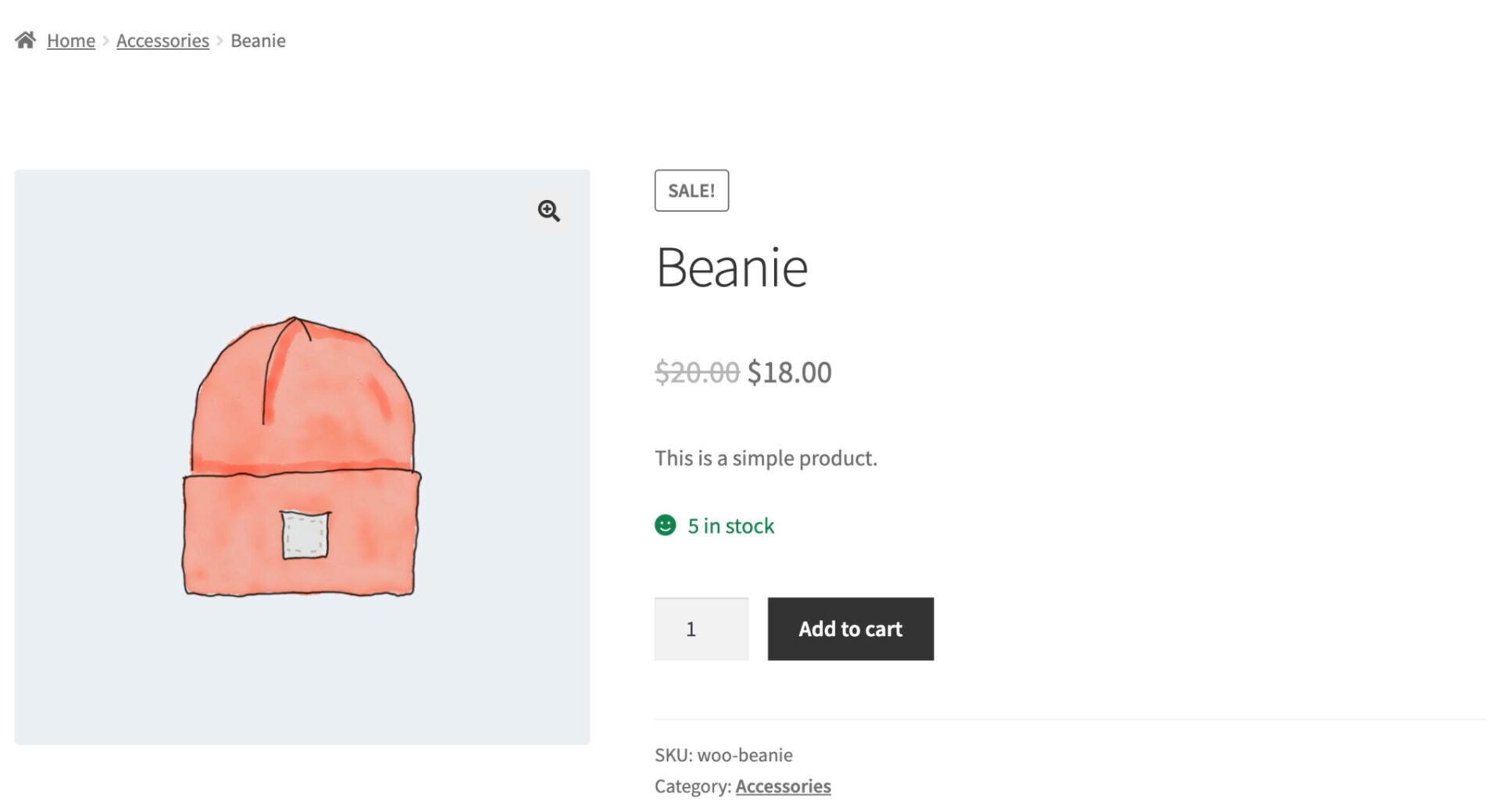 WooCommerce product page example