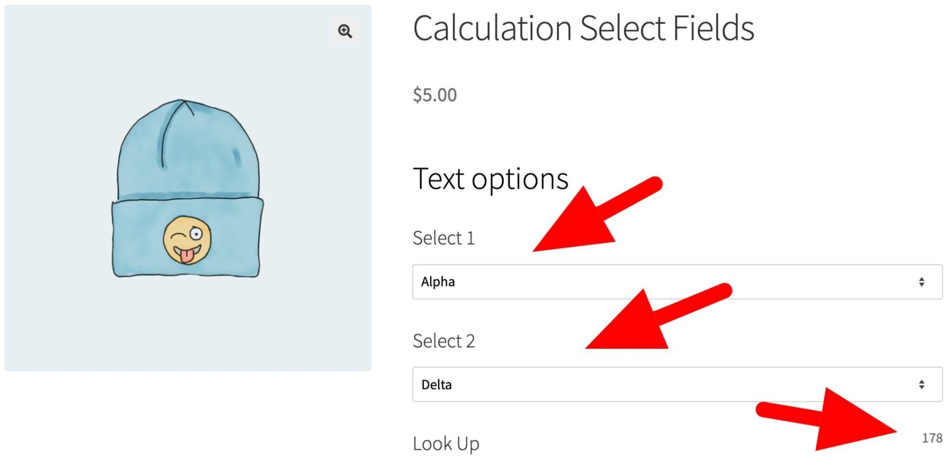 Select fields with text options used for look up tables