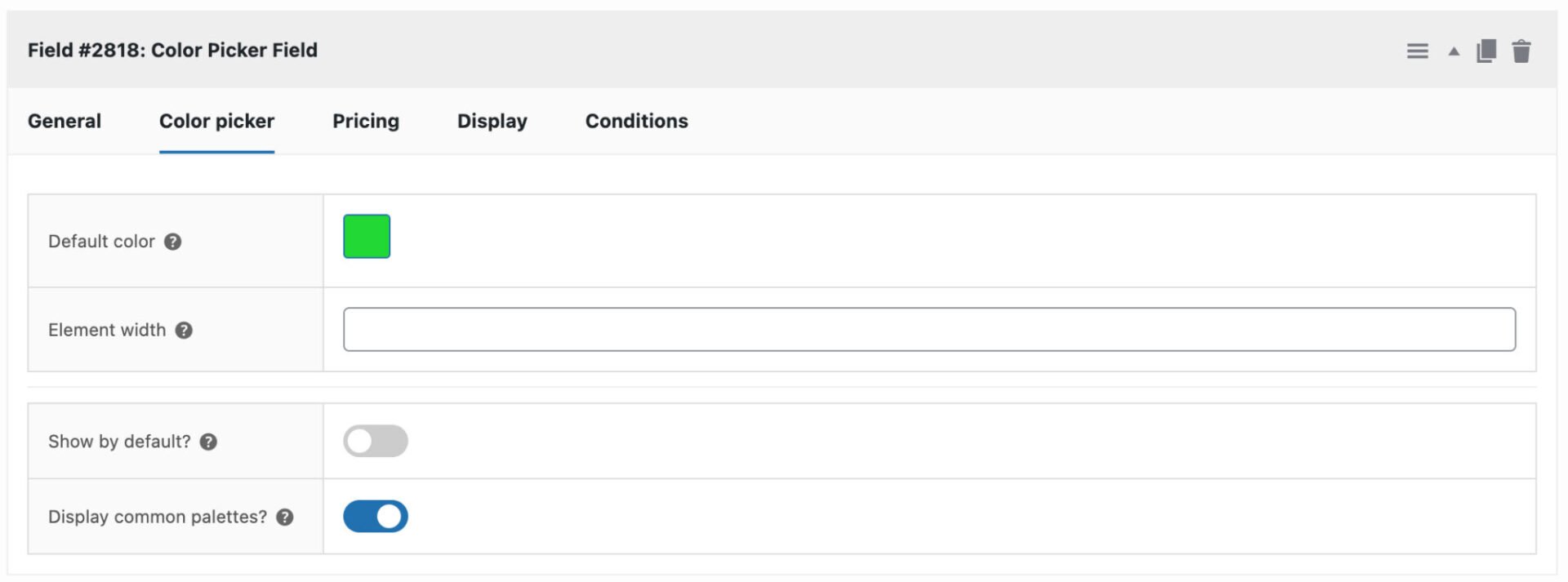 Color picker settings tab
