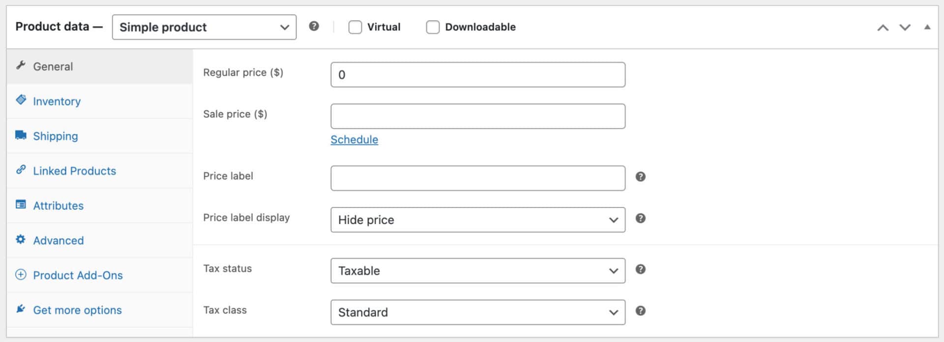 The Product Add-Ons tab within WooCommerce.