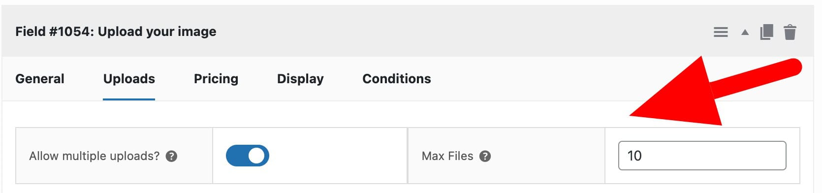 The maximum number of images that can be uploaded per field