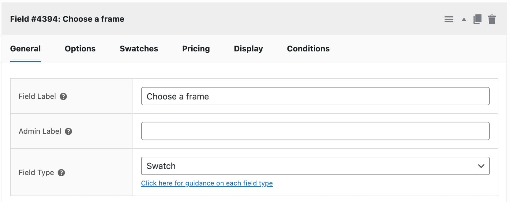 Additional swatch field for product