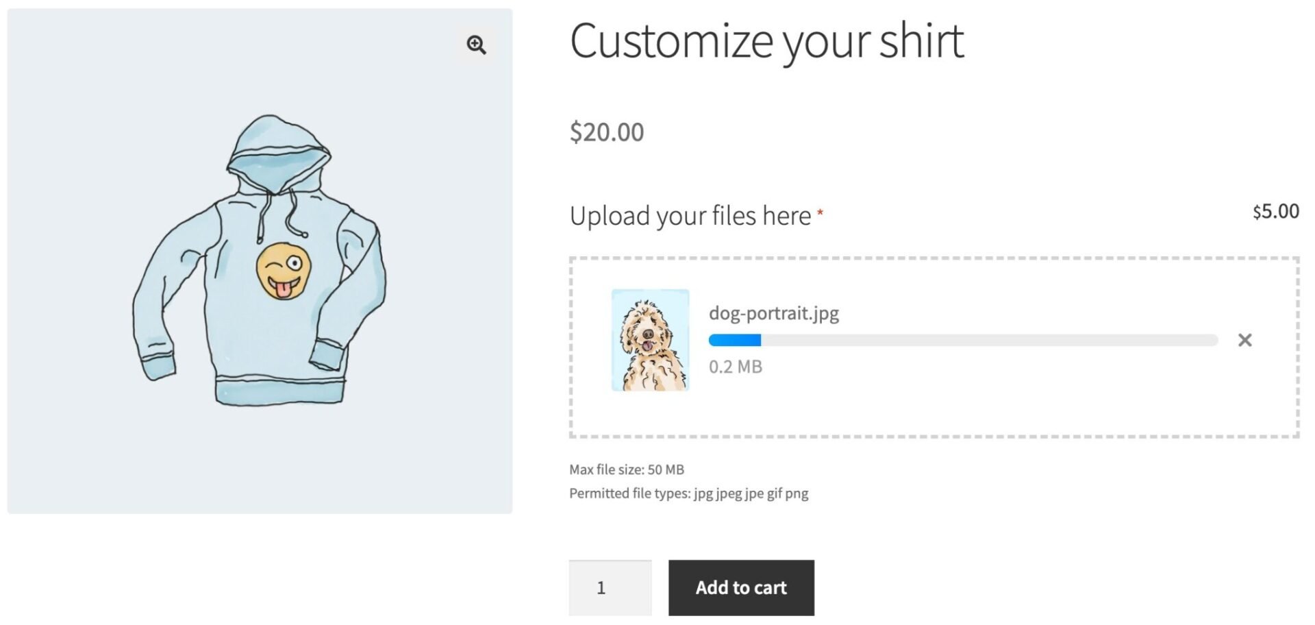 File upload on WooCommerce product page