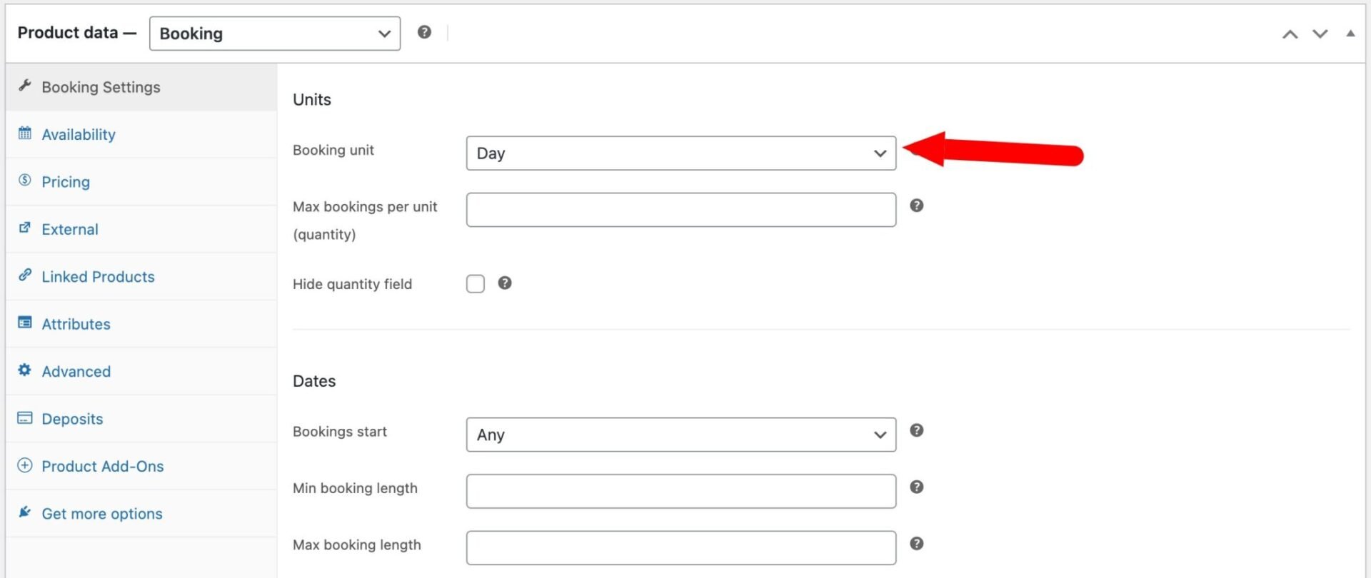 Setting for booking unit