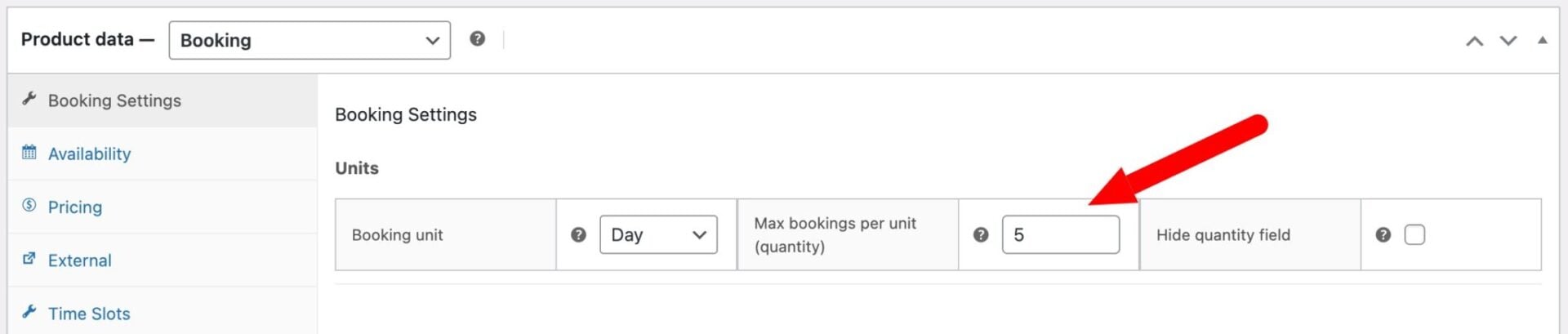 Max bookings per unit setting