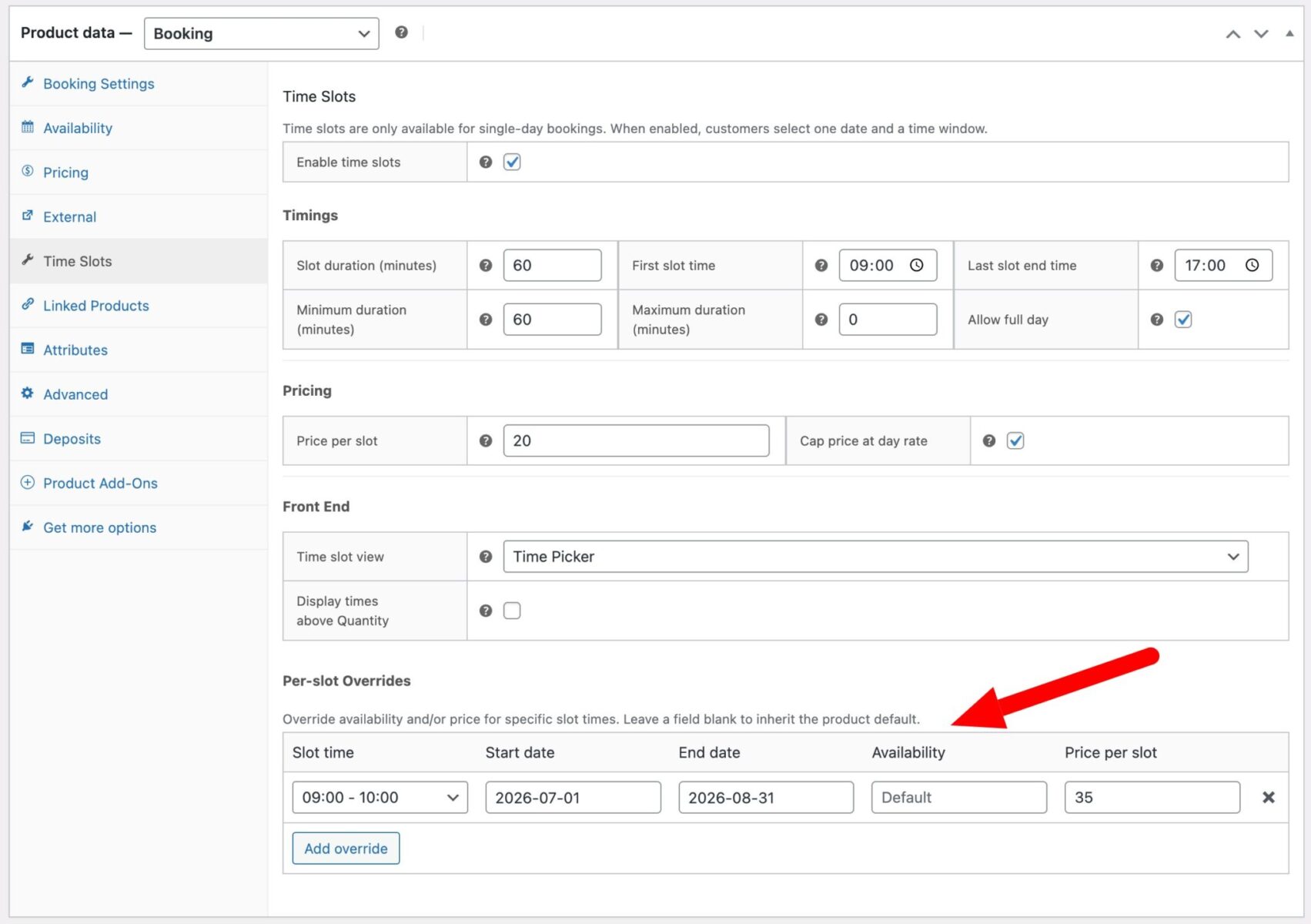 Seasonal time-slot pricing