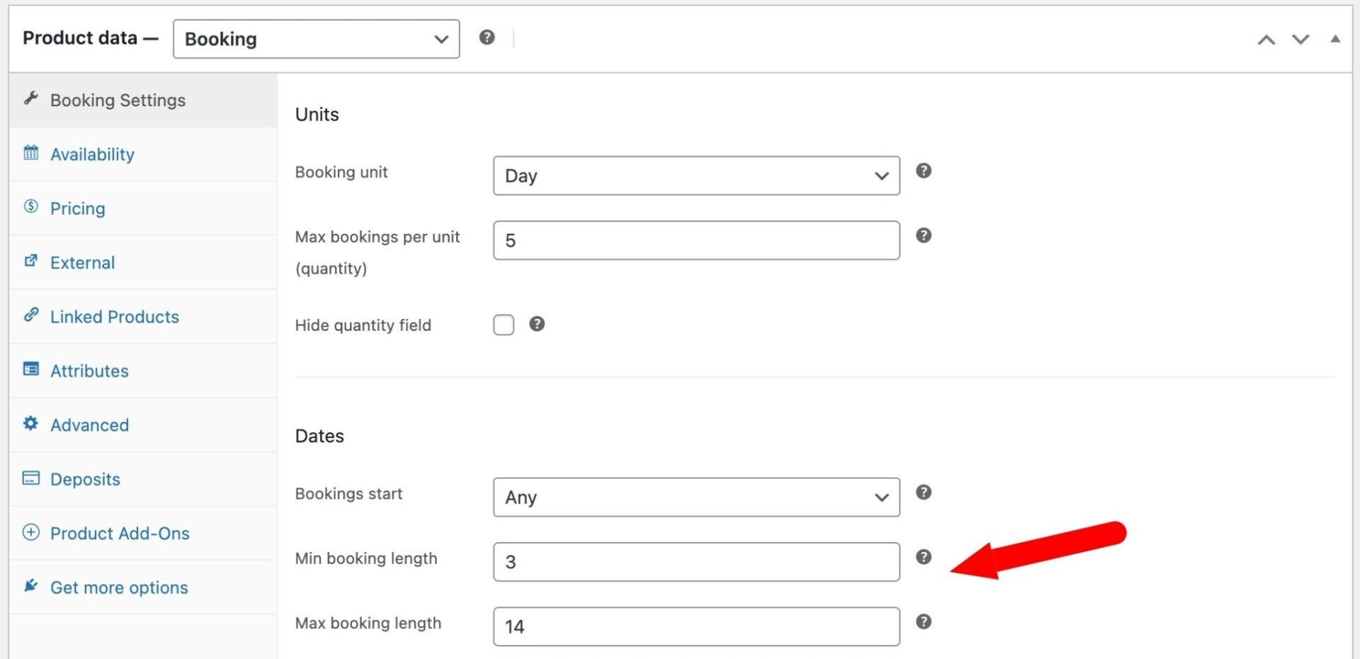 Minimum and maximum rental period