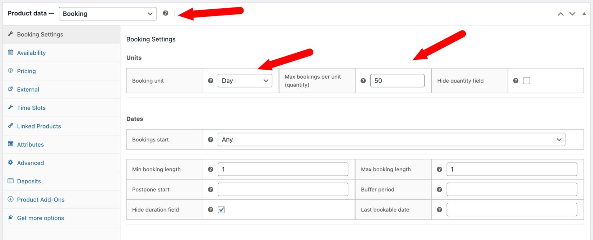 WooCommerce yoga or pilates booking settings