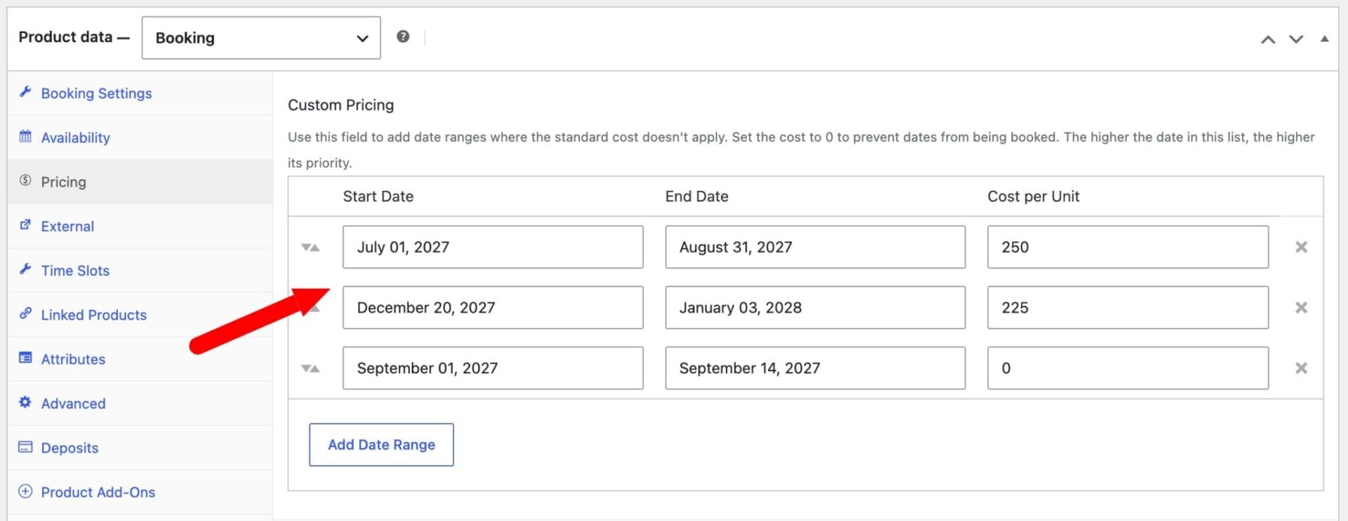 Setting for seasonal price adjustments for WooCommerce accommodation booking