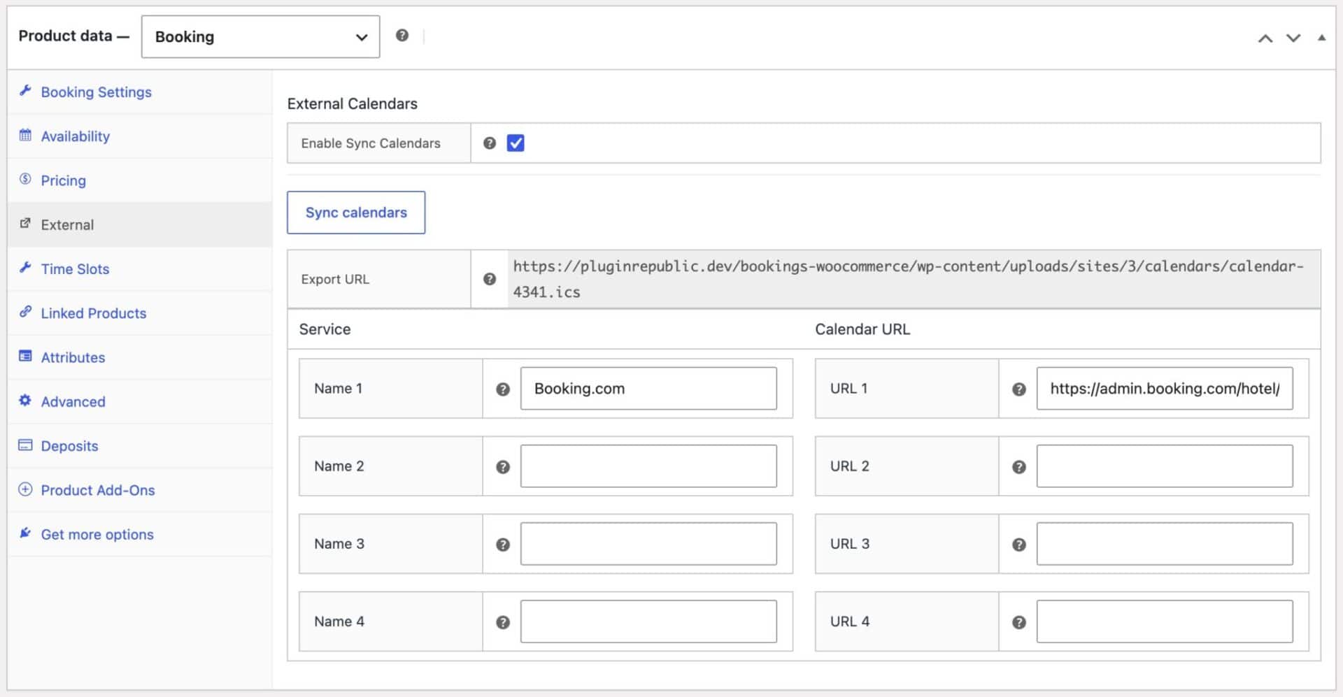 Sync settings for third party accommodation booking platform