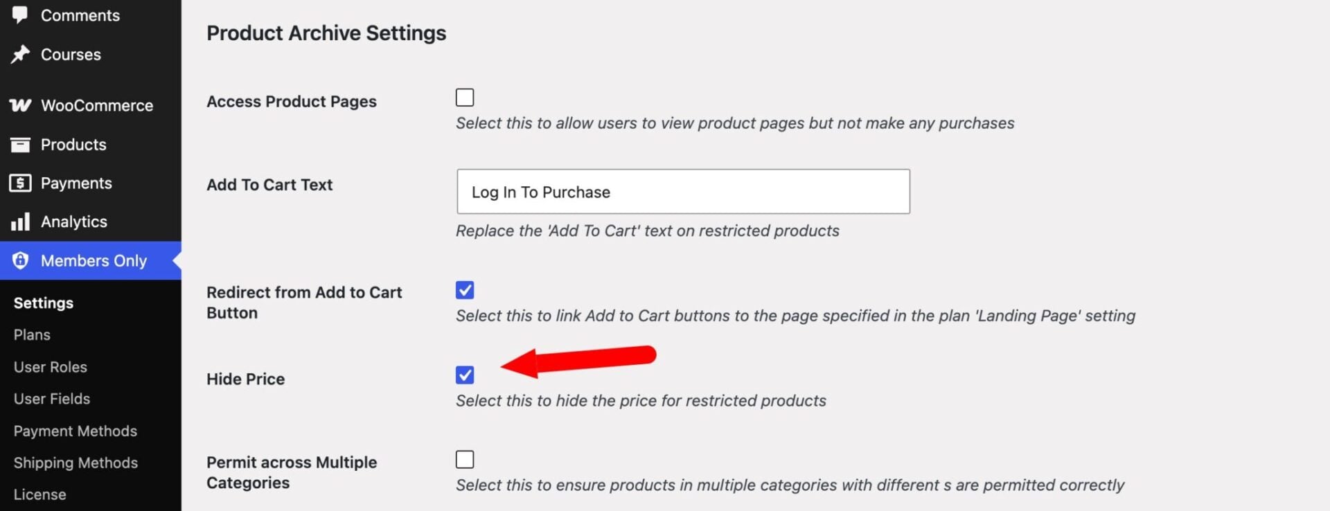 Setting to hide price in WooCommerce