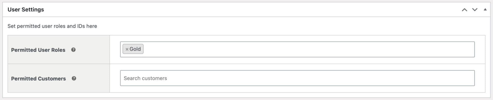 Settings for permitted users and customers when restricting content