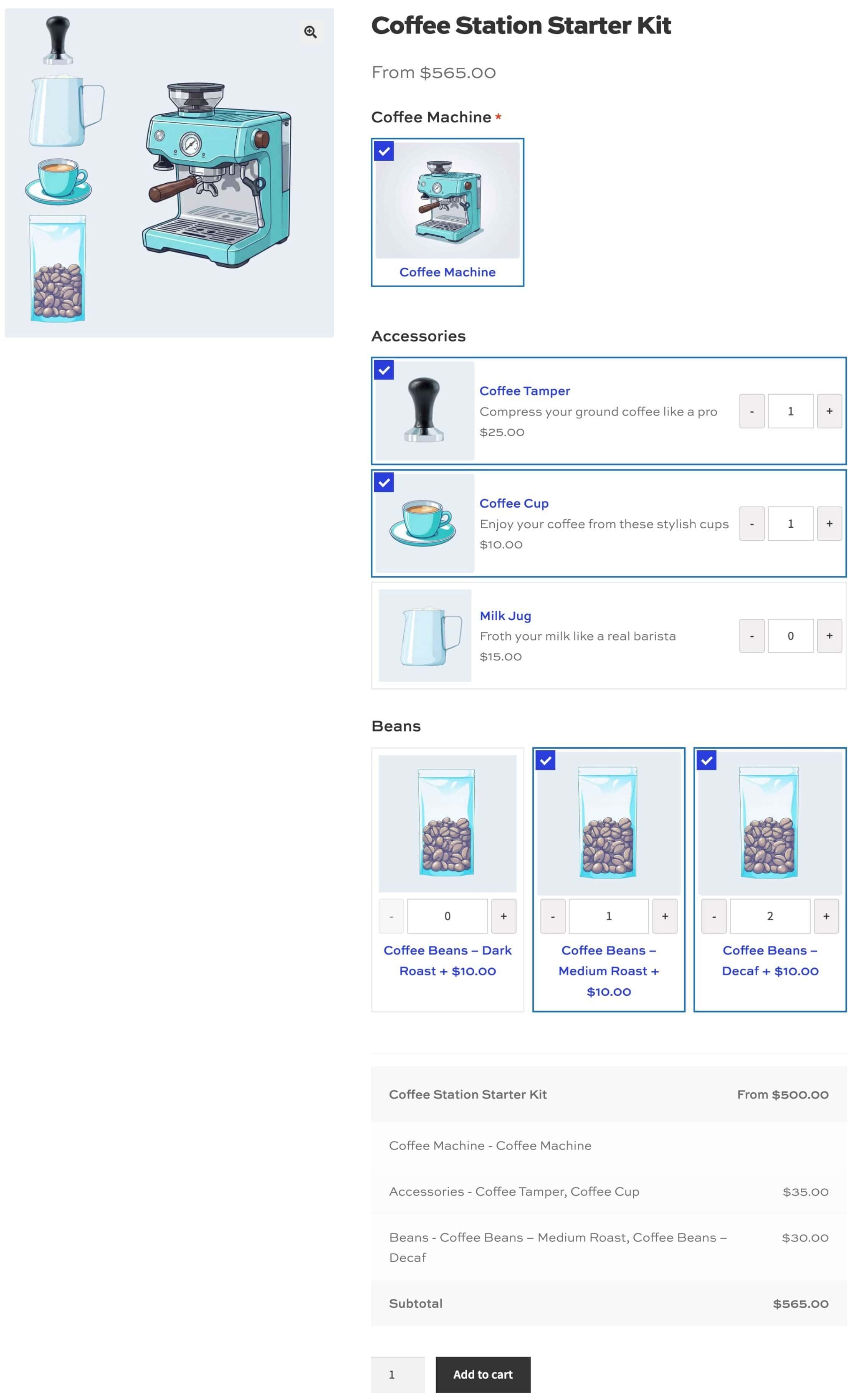 WooCommerce product bundles product page
