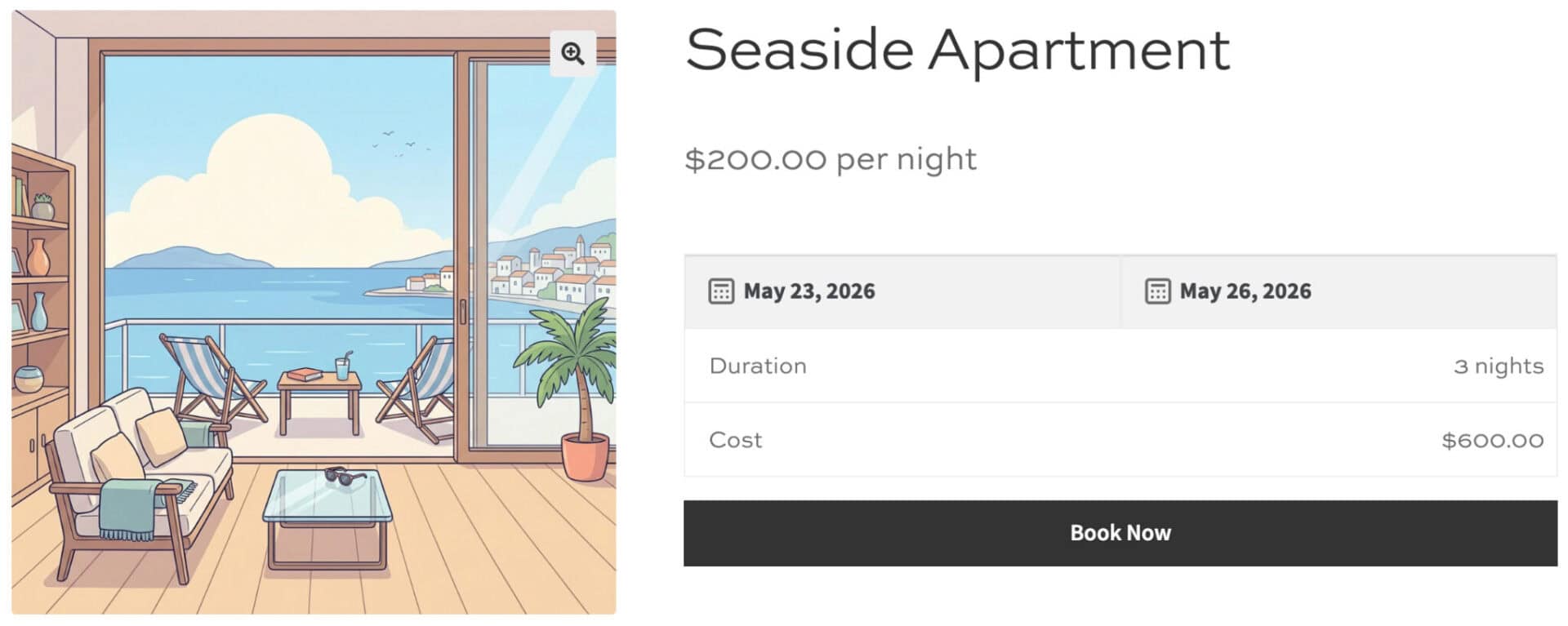WooCommerce accommodation booking - finished product page