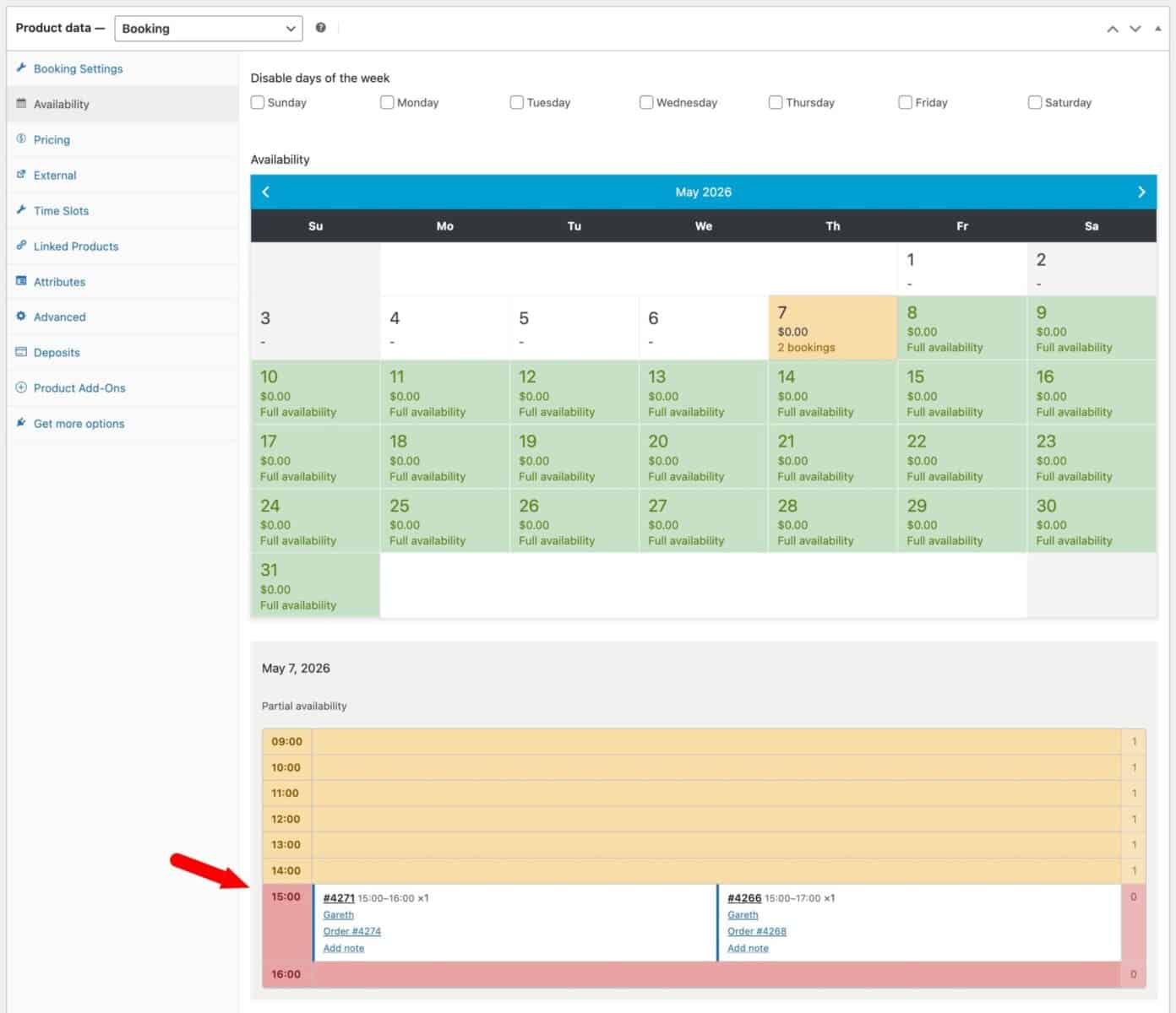 Availability calendar for WooCommerce surfboard hire shop