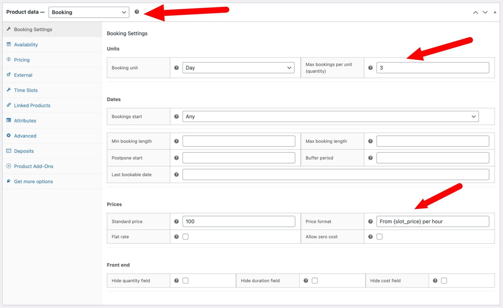 Booking settings for your first surfboard product