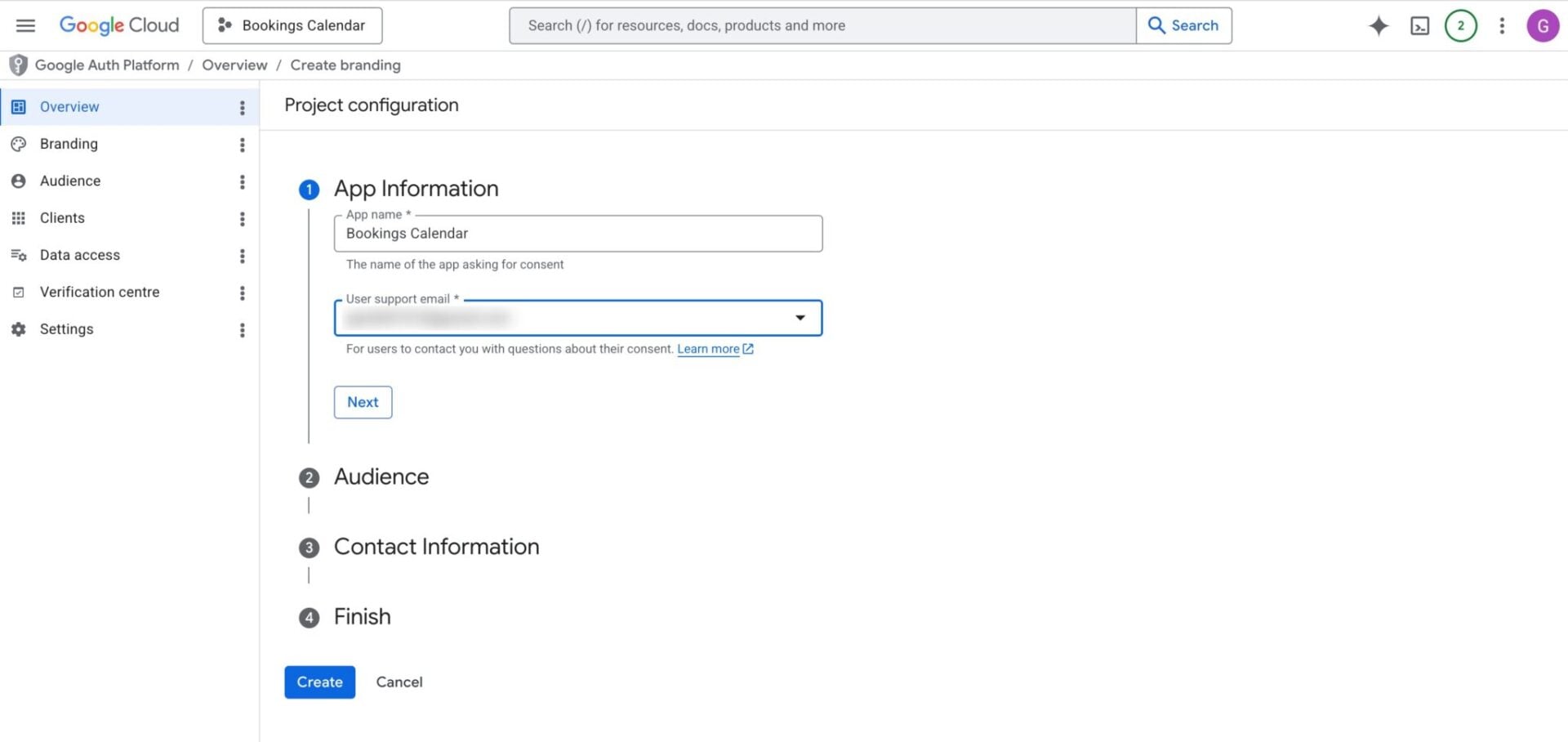 Project configuration in Google Cloud