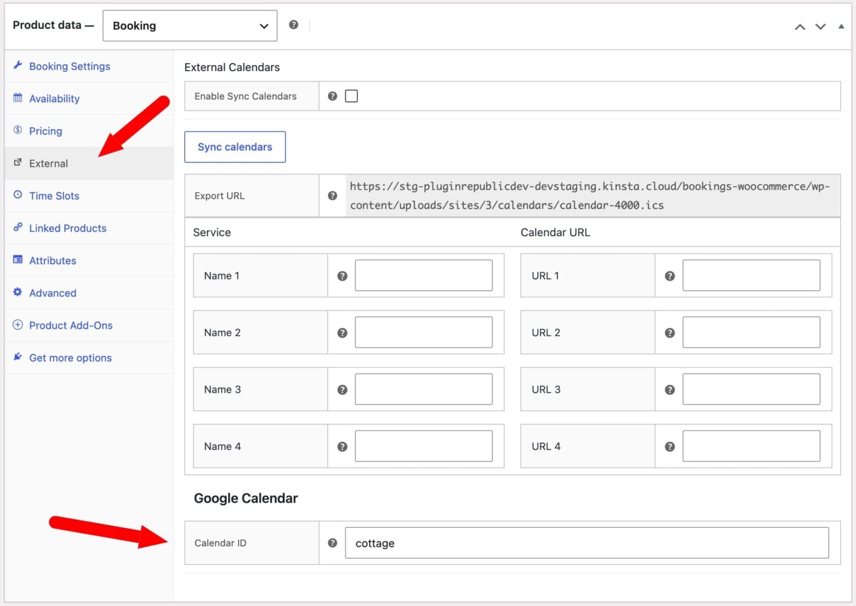 Sync individual calendars to different products