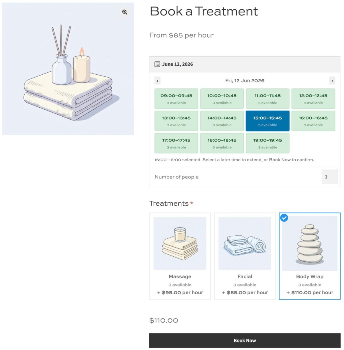 WooCommerce appointments product page example