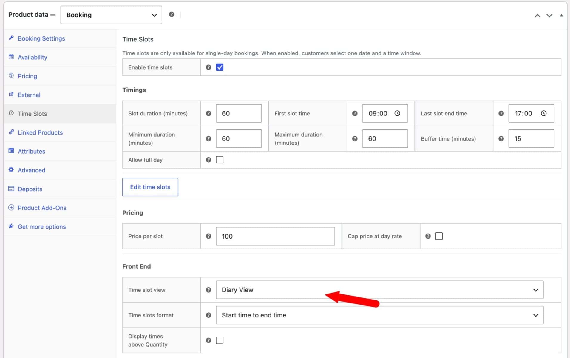 Setting to choose the type of time picker on the front end.