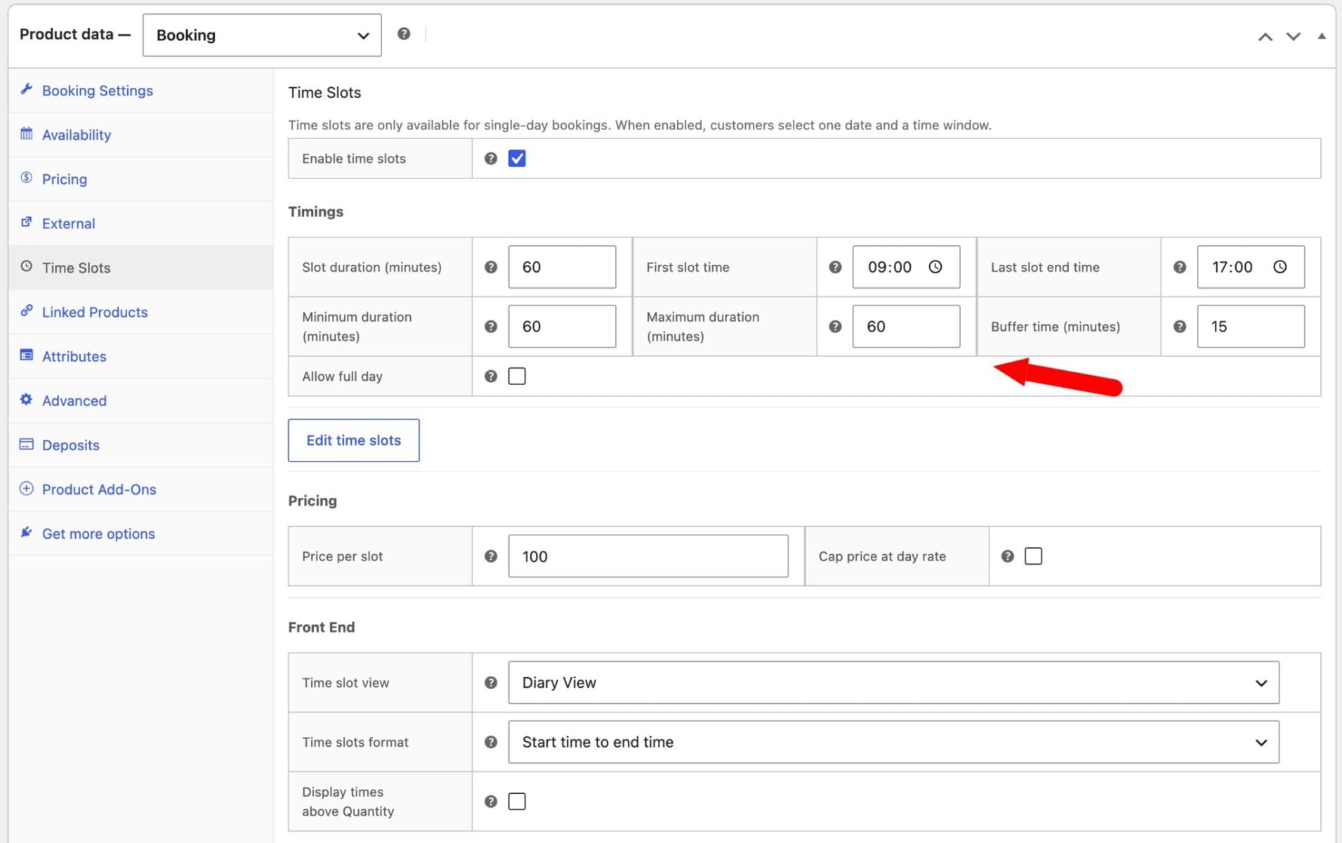 Time settings for WooCommerce appointments