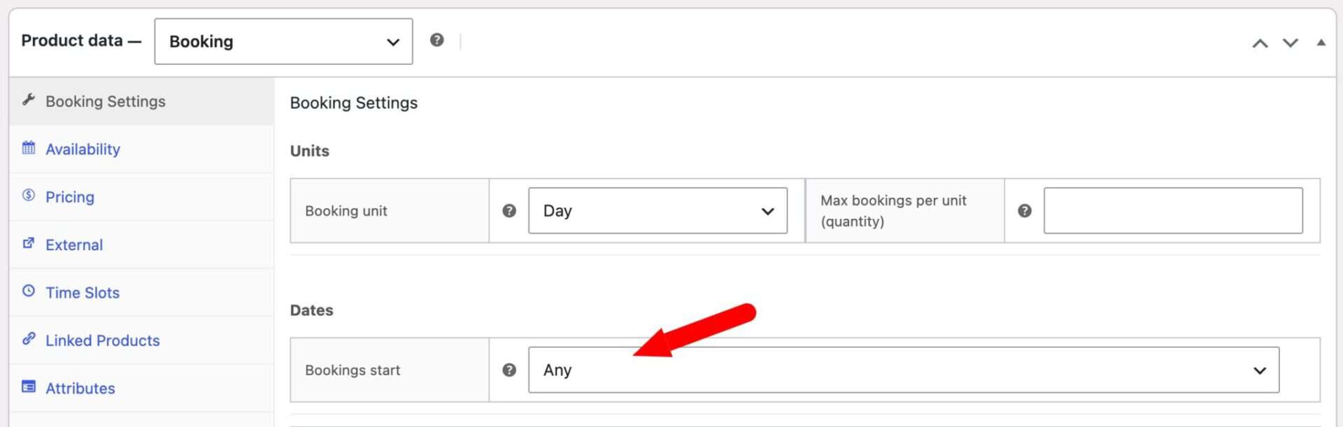 WooCommerce bookable product setting to define what day of the week bookings begin