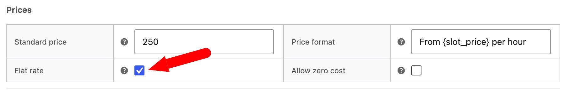 Flat rate pricing setting