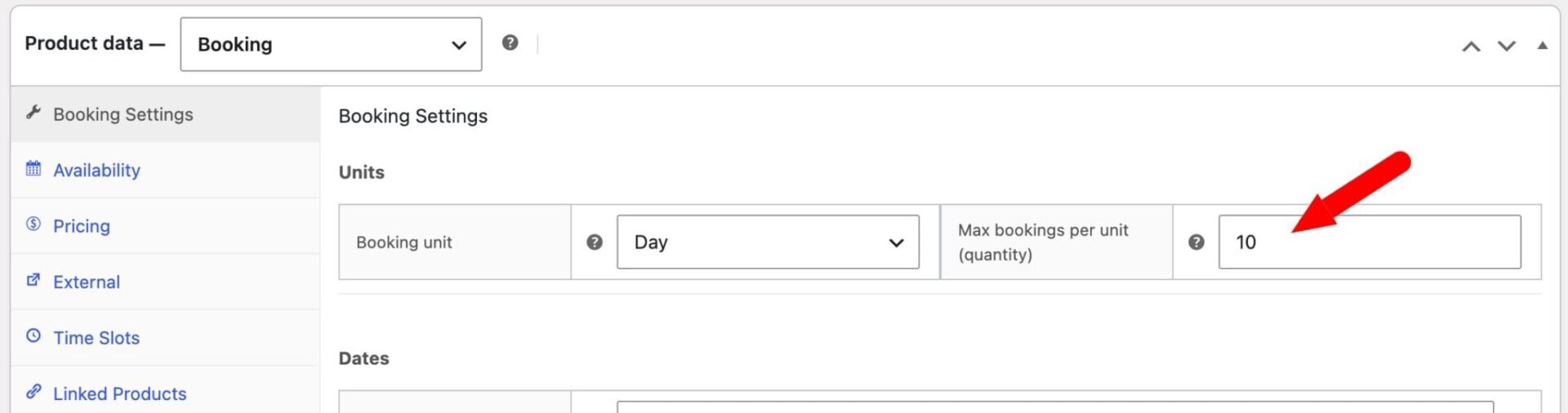 Set maximum items available per booking unit