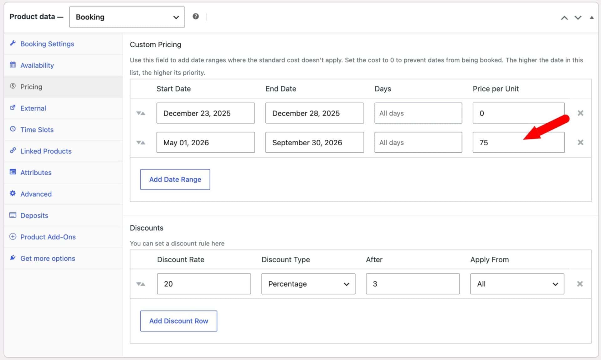Seasonal pricing setting