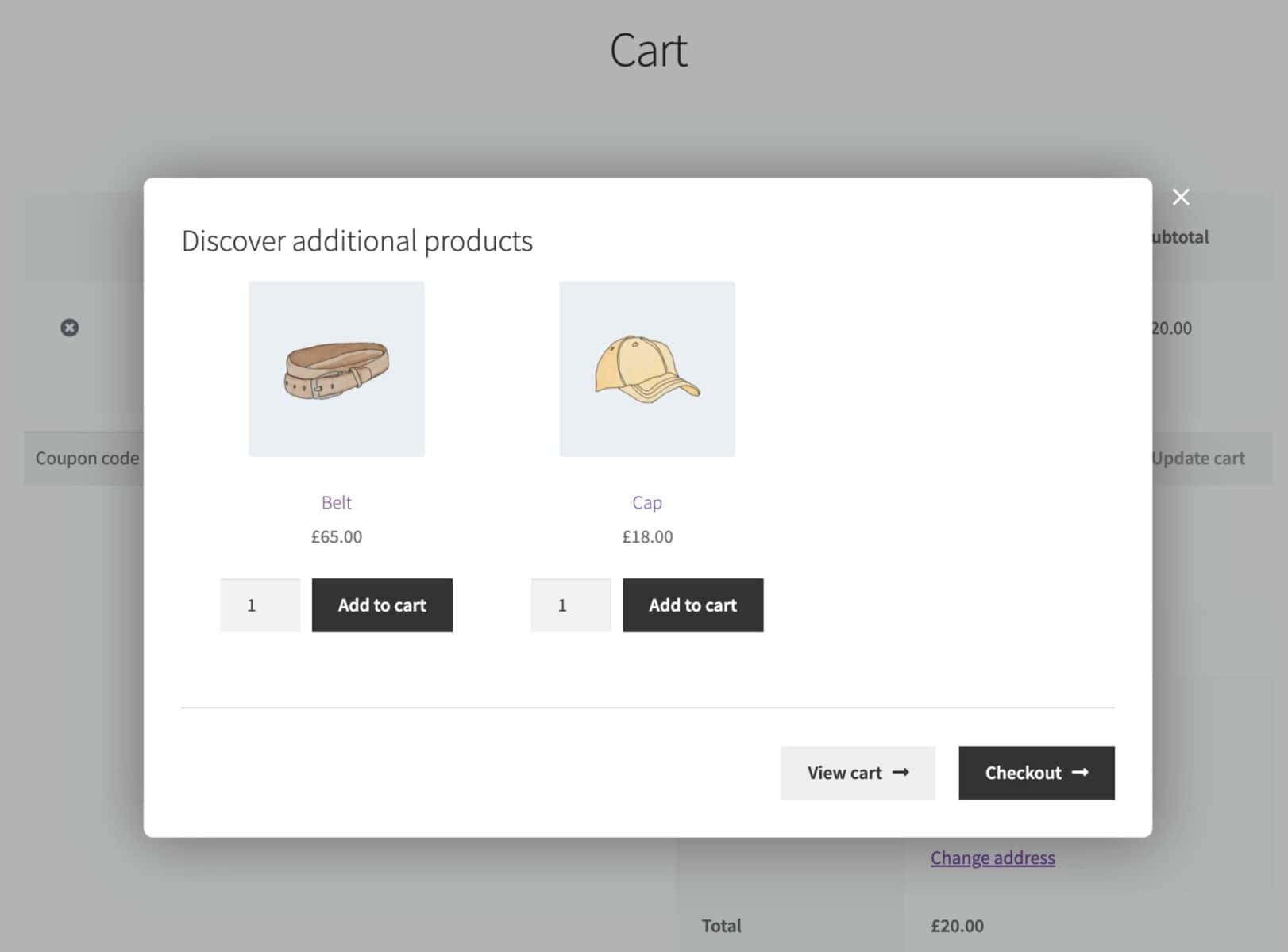 WooCommerce cart upsell
