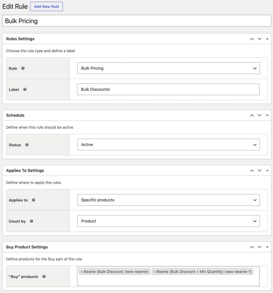 WooCommerce dynamic pricing rule setting example
