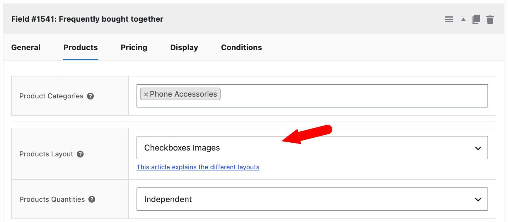 WooCommerce frequently bought together products layout setting