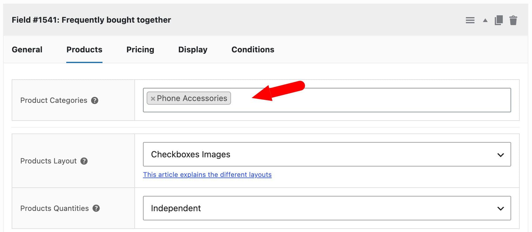 Product category setting