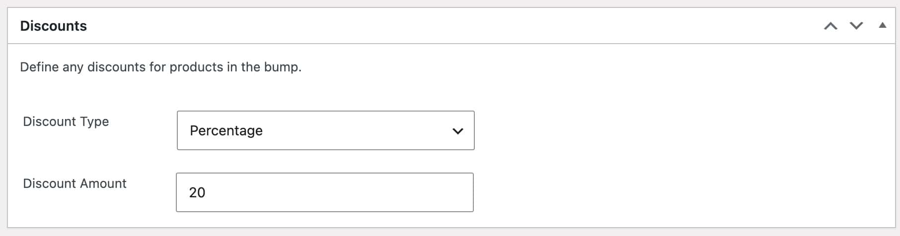 WooCommerce order bump discount settings