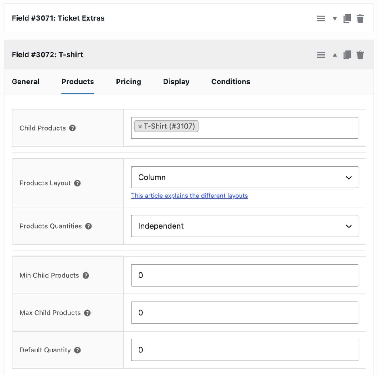 WooCommerce Product Add-Ons Ultimate field settings