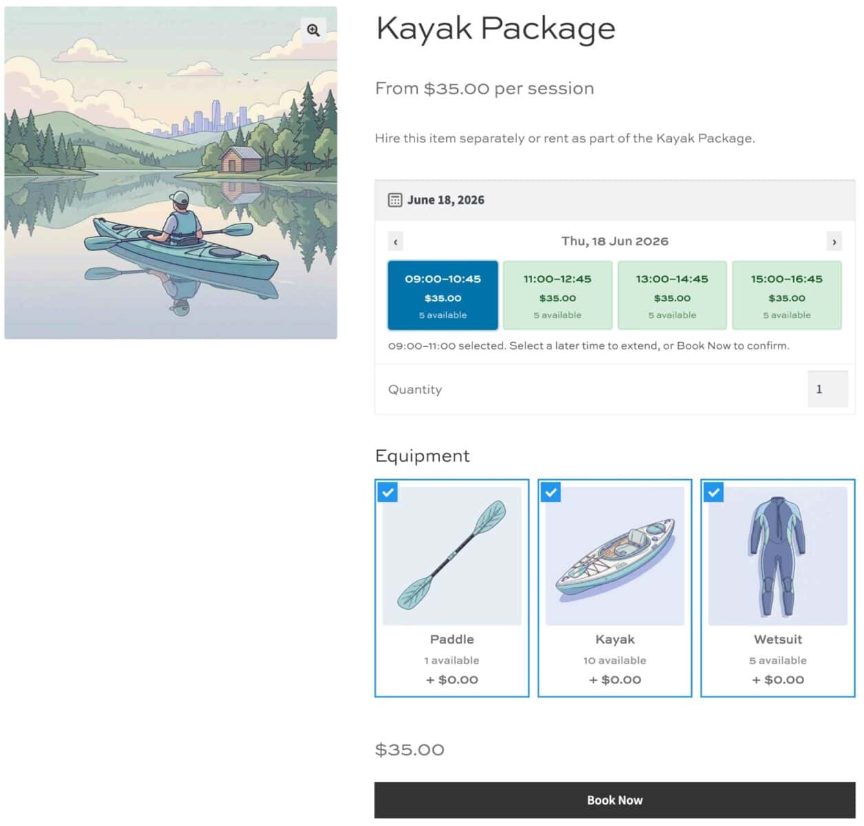 WooCommerce rental bundle with time slots product page
