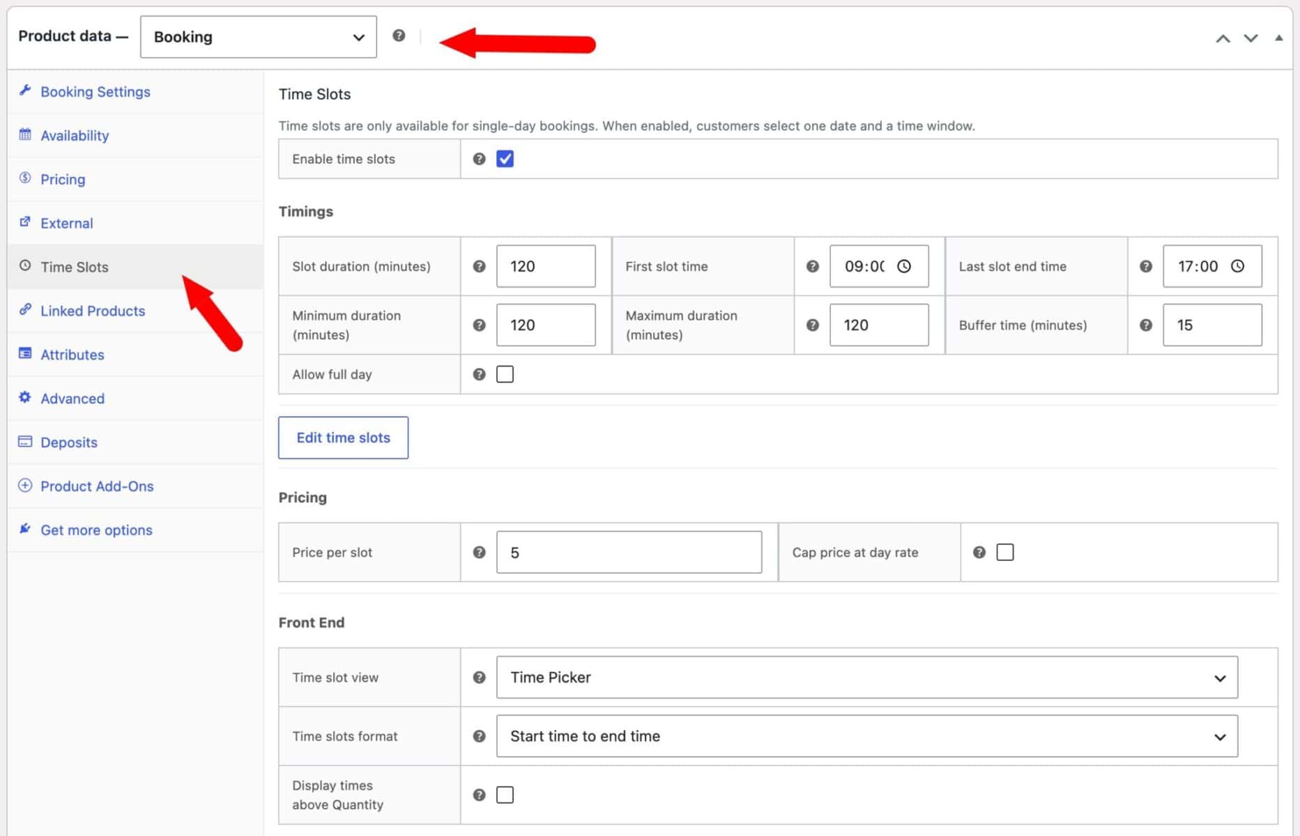Time slot pricing for rental bundle component product