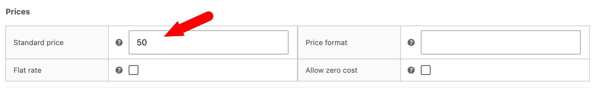 Price field for rental product